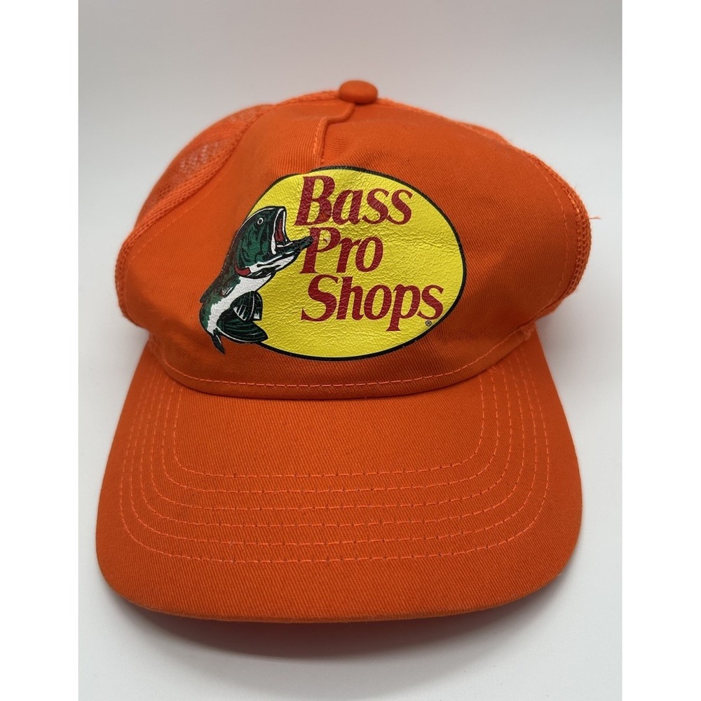 Bass Pro Shops Orange Mesh Hunter Fishing Bass Outdoor Snapback Adjustable Hat